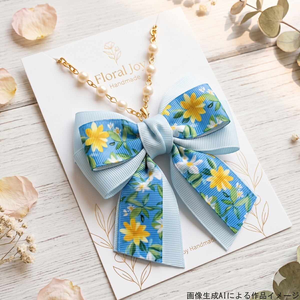 夏の花柄・海柄D25mm幅約1ｍ（98ｃｍ）カット済み「グログランリボン／サテンリボンプリントリボン印刷リボン」