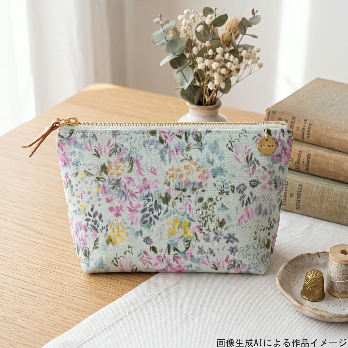 ガーデンブルーム綿麻キャンブリック生地エアータンブラー加工HSK840カナヤス(30cm以上10cm単位切り売り)