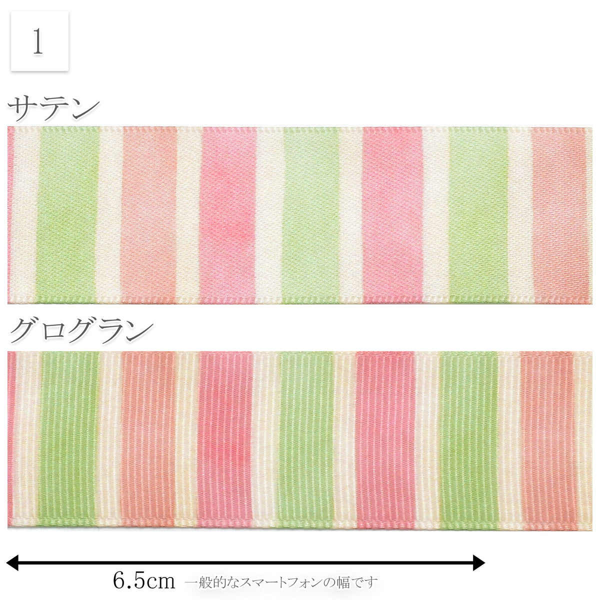 スイカ柄25mm幅約1ｍ（98ｃｍ）カット済み「グログランリボン／サテンリボンプリントリボン印刷リボン」
