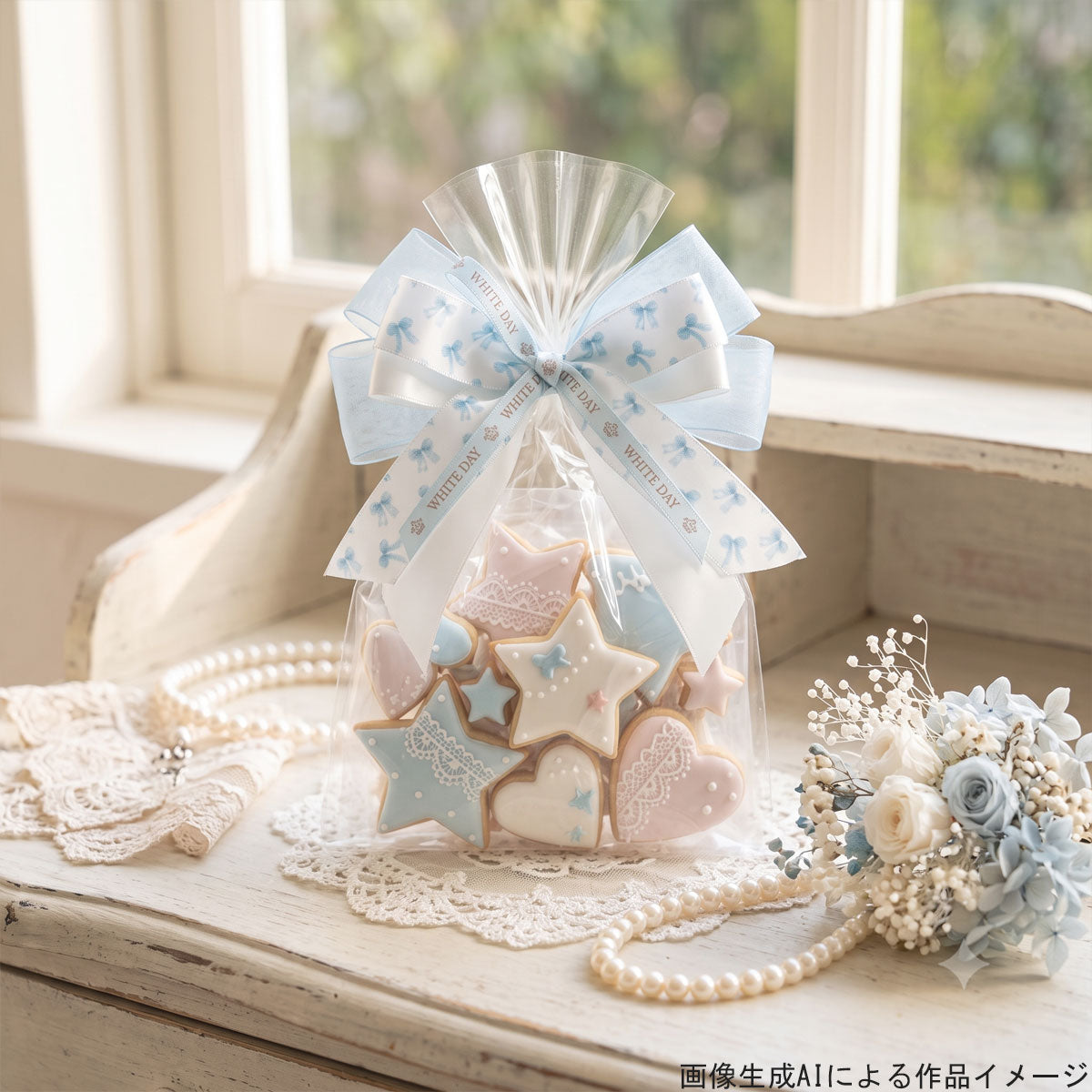 くすみブループリントリボン約1ｍ（98ｃｍ）カット済み「25mm幅／38mm幅グログランリボン／サテンリボン印刷リボン」