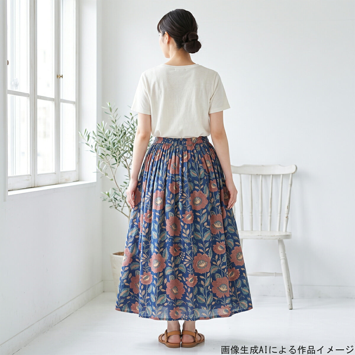 インド綿ブルーアンティークボタニカルシーチング生地HSK841-C4カナヤス(353)(30cm以上10cm単位切り売り)