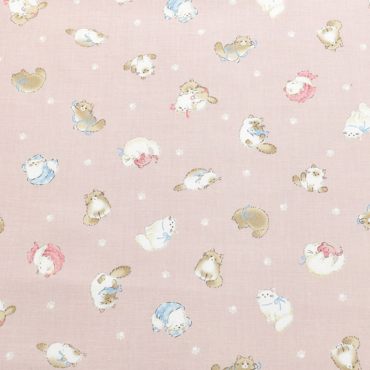 にゃんこと肉球　シーチング生地　SP6521-2　コスモ　(30cm以上10cm単位切り売り)