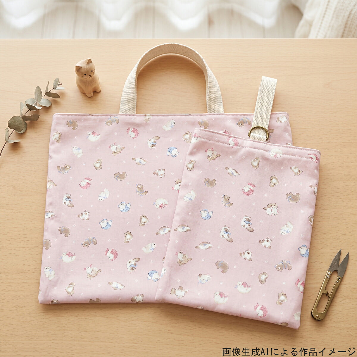 にゃんこと肉球シーチング生地SP6521-2コスモ(30cm以上10cm単位切り売り)