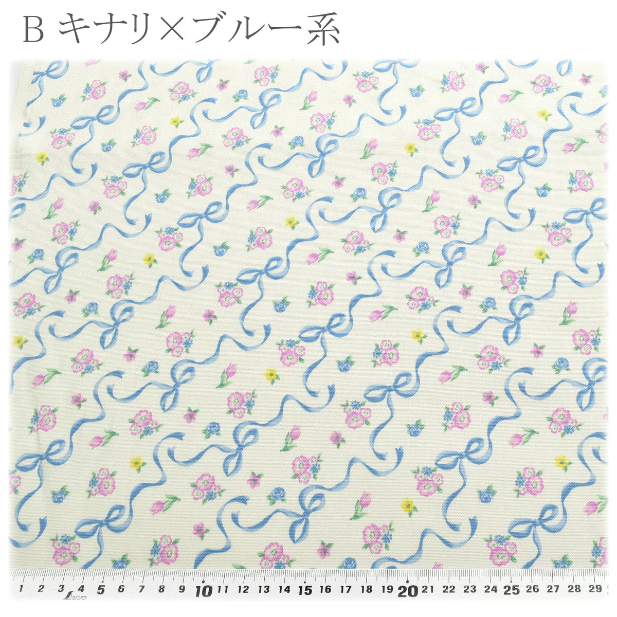 リボン＆フラワーオックス生地HSK851カナヤス(30cm以上10cm単位切り売り)