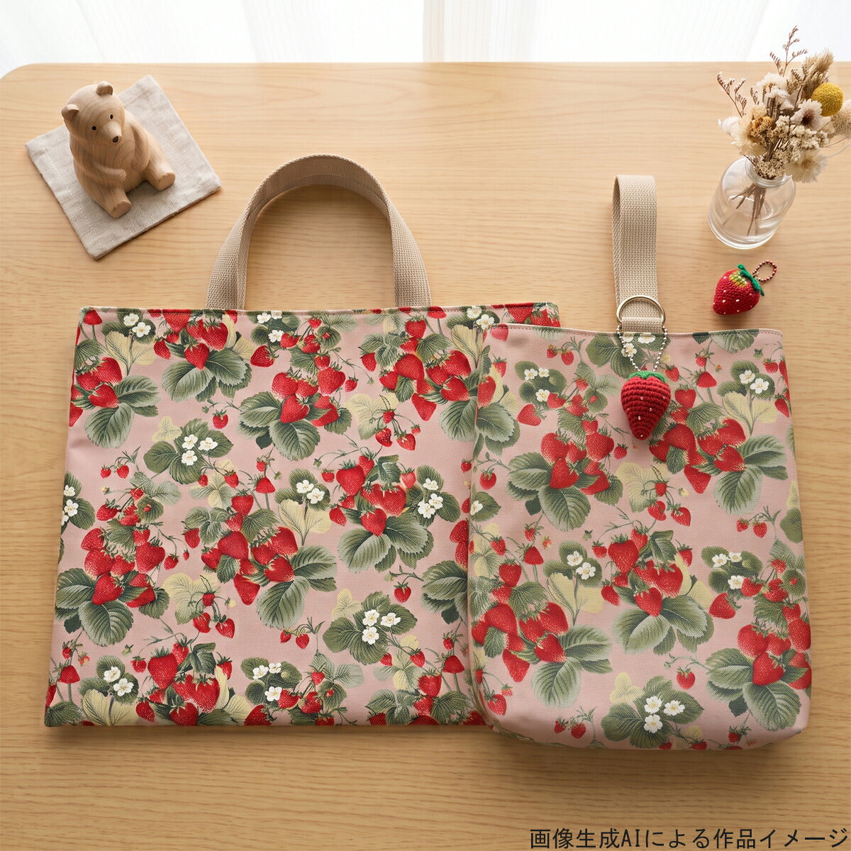 いちごパラダイスツイル生地KTS7222コットンこばやし(30cm以上10cm単位切り売り)