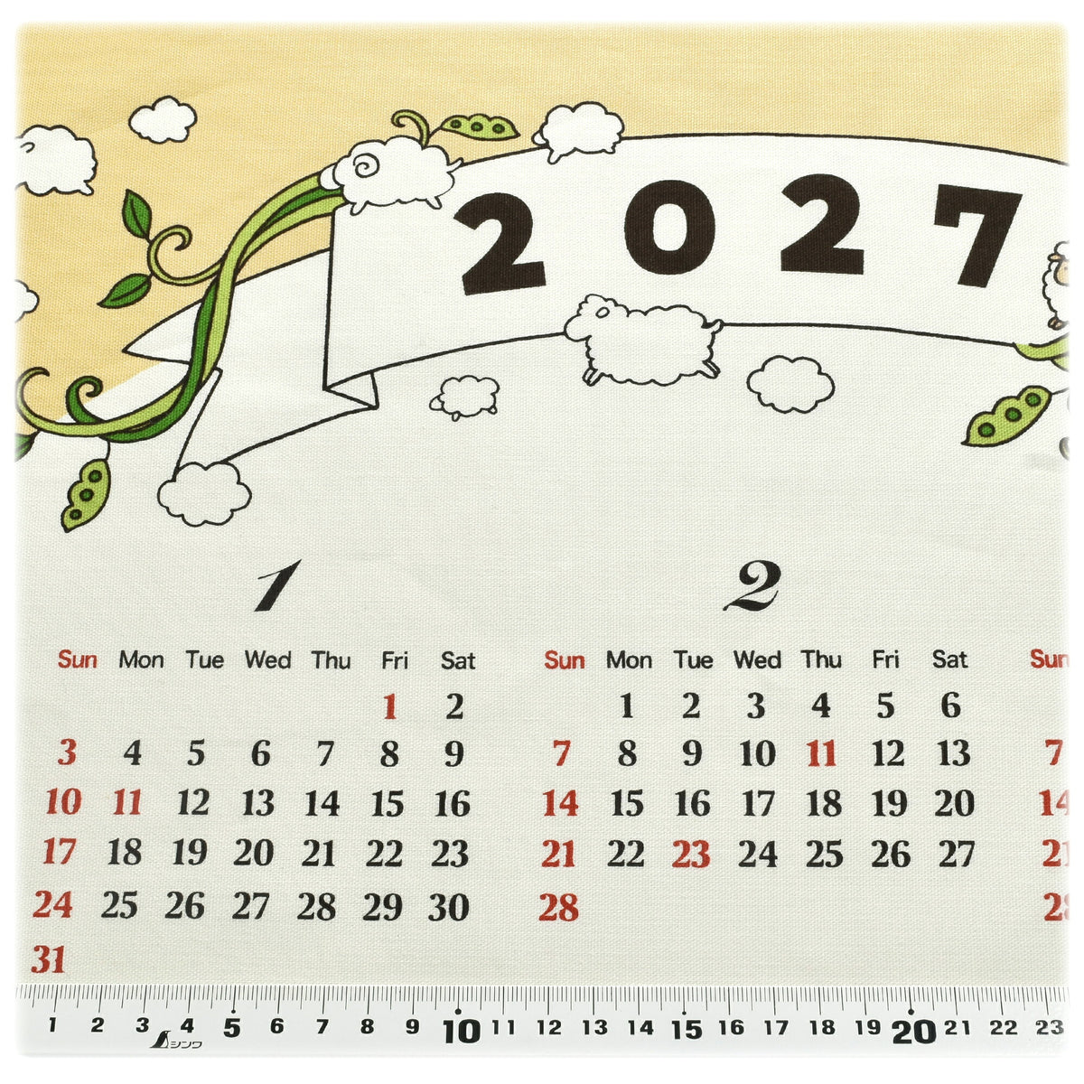 Talesof猫Aベージュ系オックス生地KTS7211コットンこばやし2027年布カレンダー(370)パネルカット