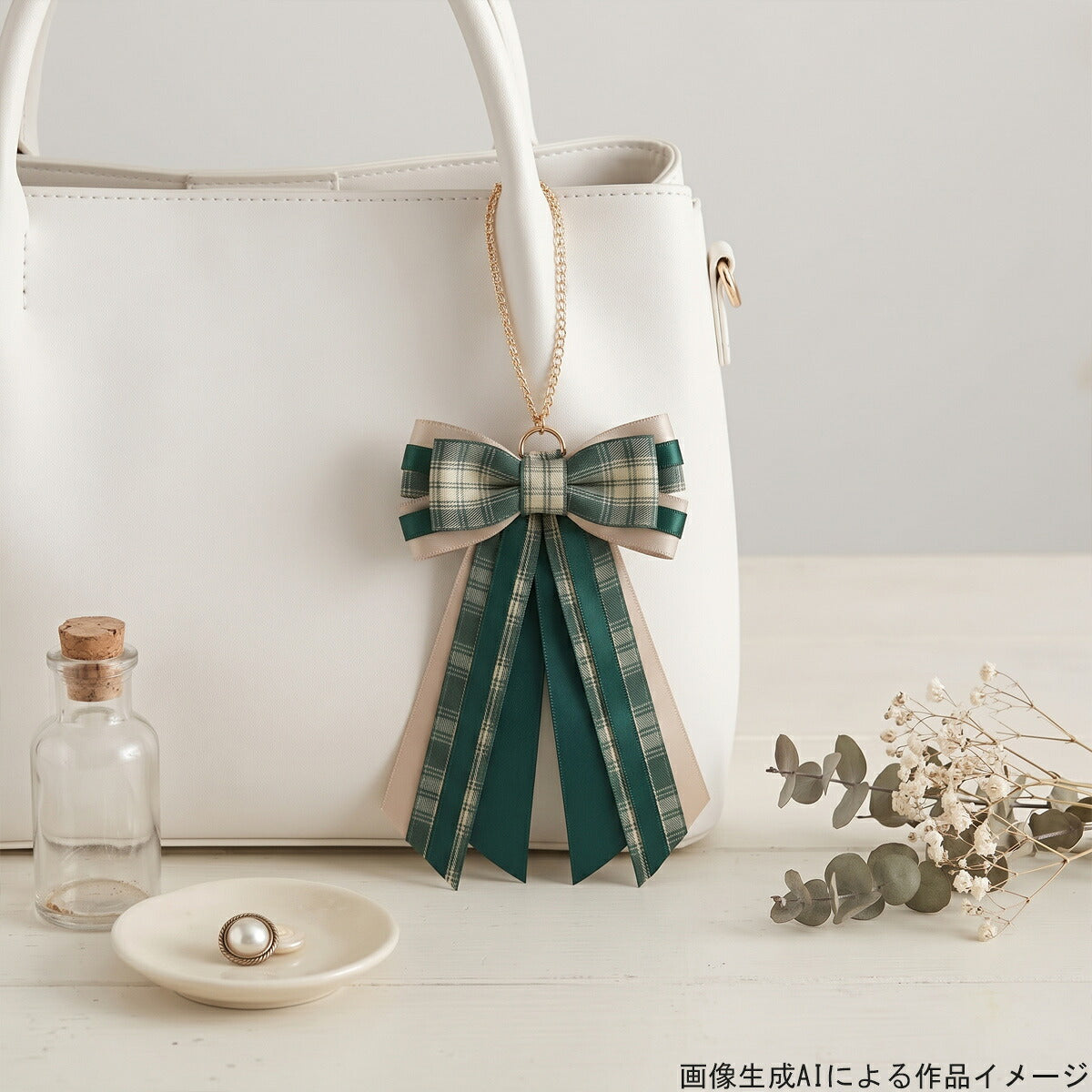 大人可愛いクリスマスチェック25mm幅プリントリボン約1ｍ（98ｃｍ）カット済み「グログランリボン／サテンリボン印刷リボン」