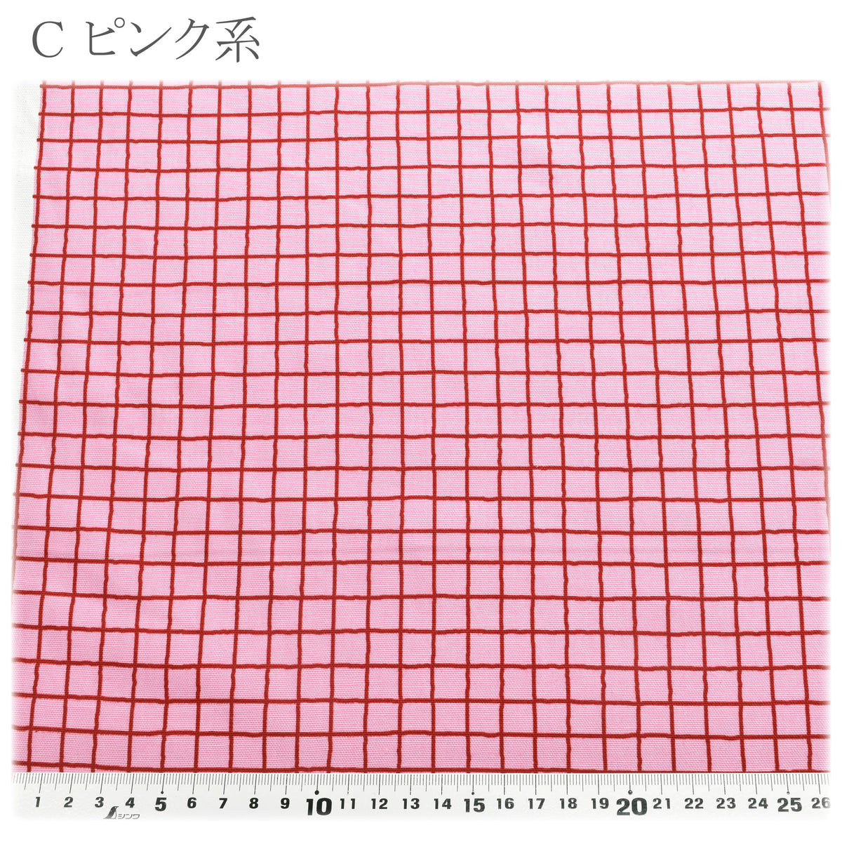 シンプル格子柄オックス生地HSK857カナヤス(30cm以上10cm単位切り売り)