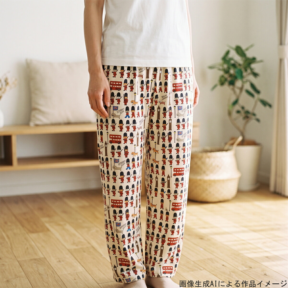 ニットネコinロンドンAアイボリー系ポリエステルスムースニット生地KDP147-Aコットンこばやし（27）(30cm以上10cm単位切り売り)