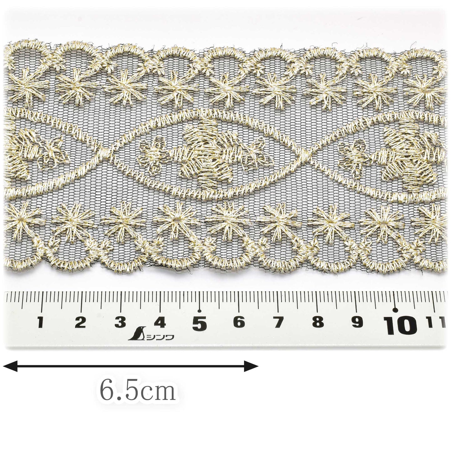 大人上品な幅広花柄刺繍リボン幅70mm10cm単位切り売り(50cm以上)