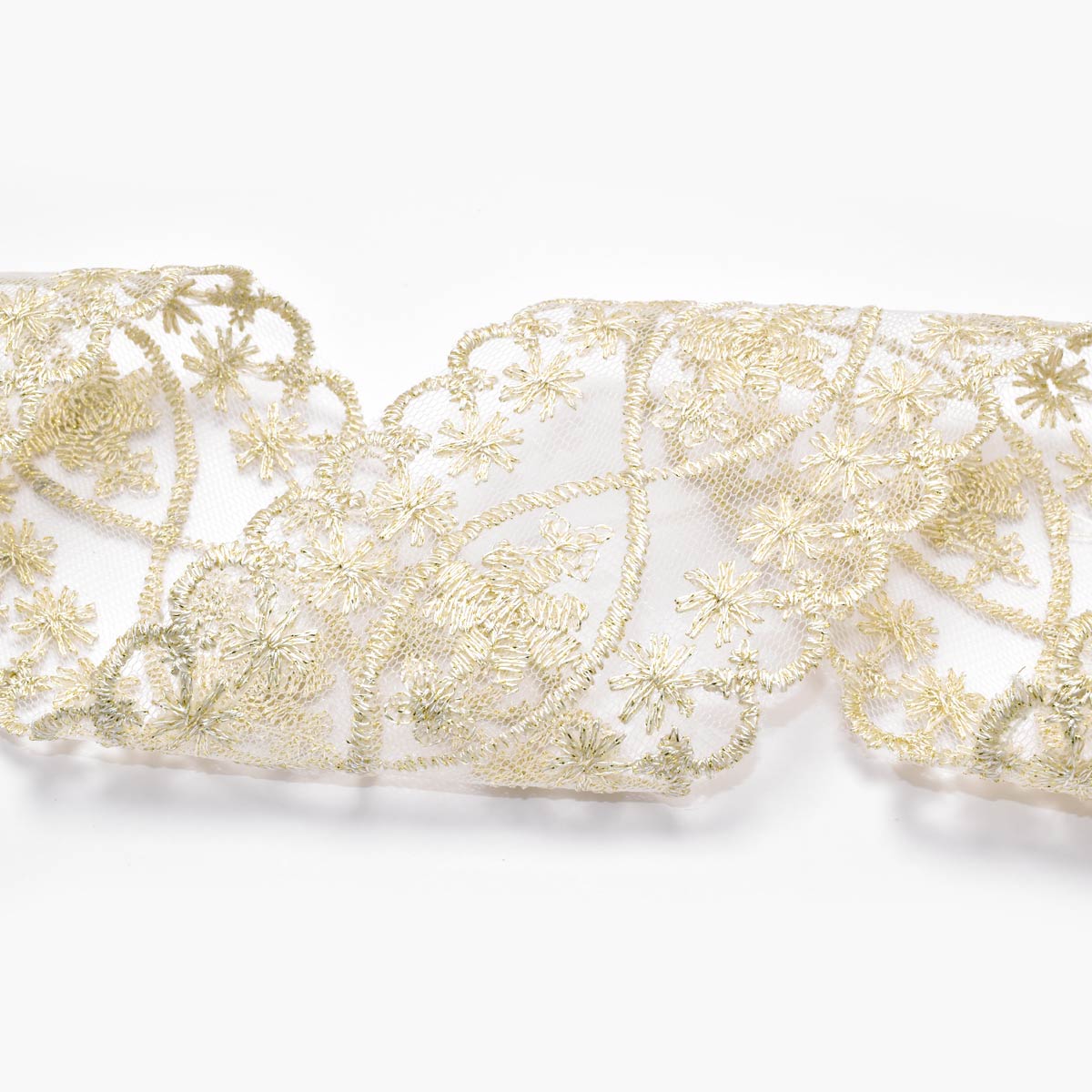大人上品な幅広花柄刺繍リボン幅70mm10cm単位切り売り(50cm以上)