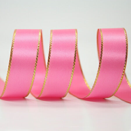業務用　38mm　ゴールドライン　サテンリボン　(91ｍロール)
