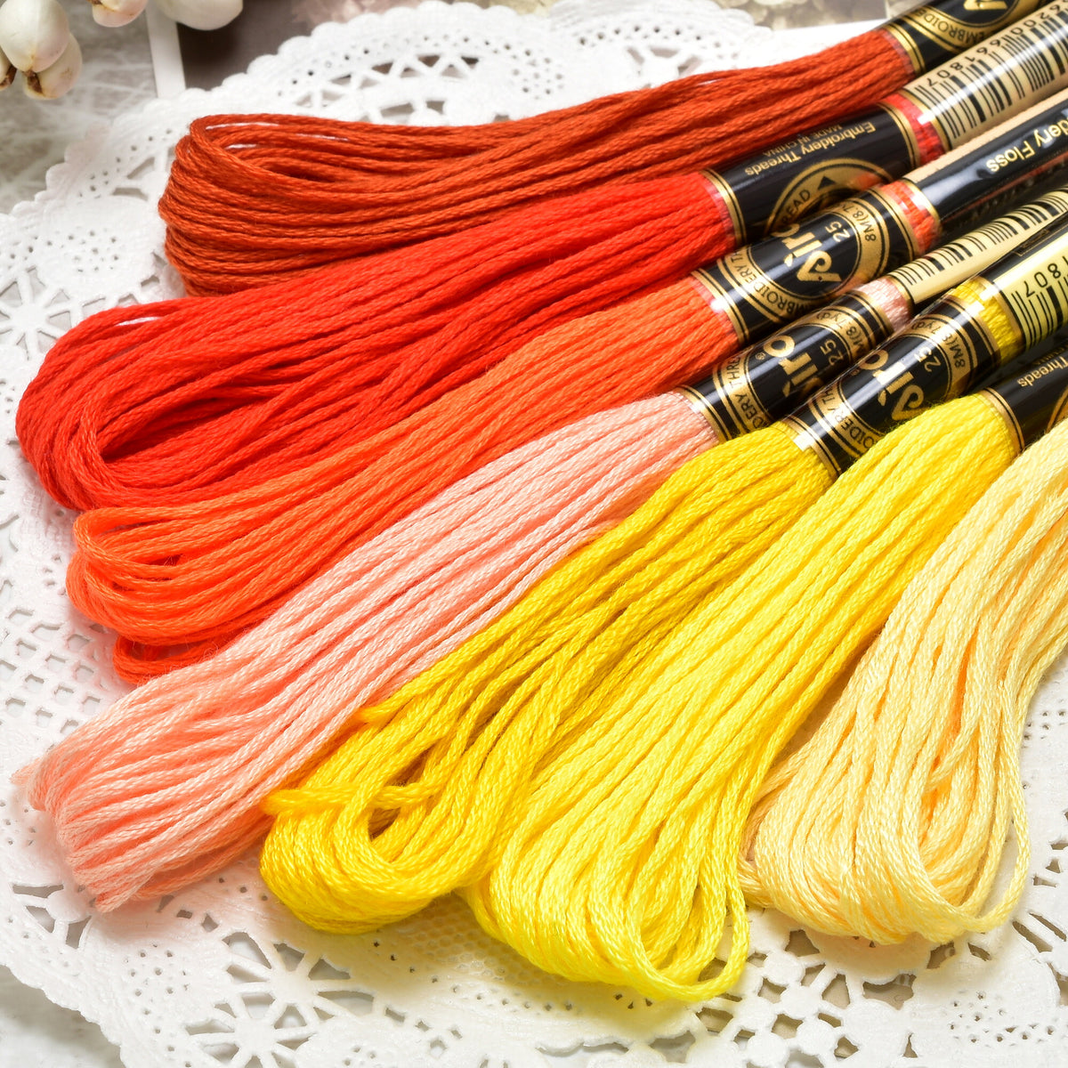 刺繍糸25番6本撚り8m黄・オレンジ系