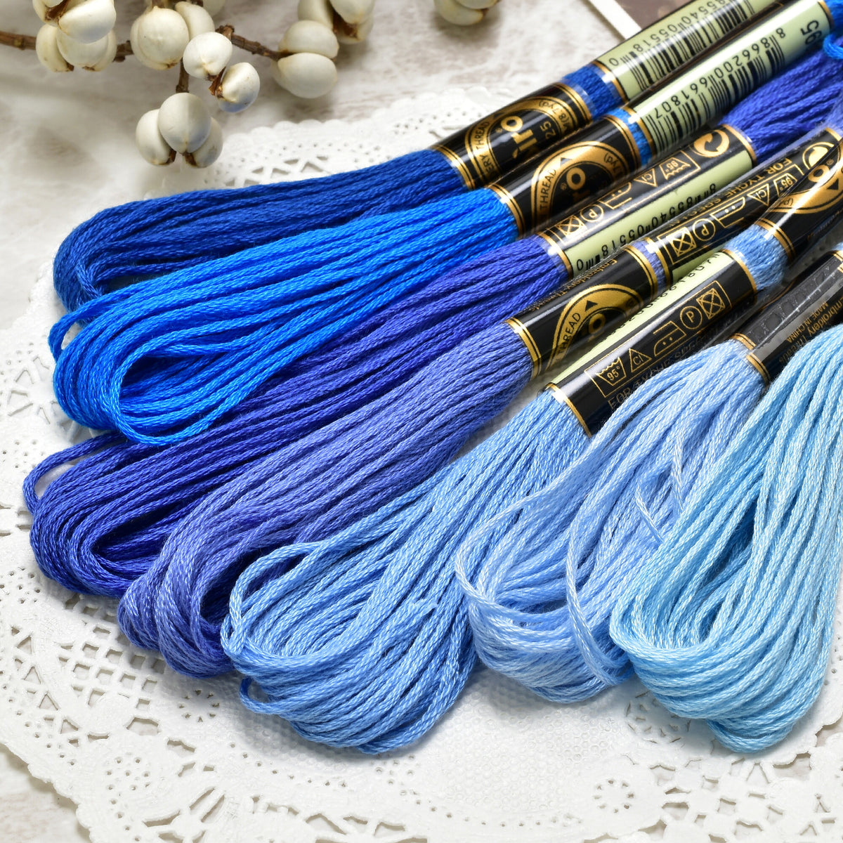 刺繍糸25番6本撚り8m水色・青系