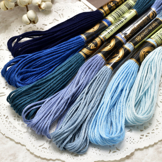 刺繍糸25番6本撚り8m水色・青・ネイビー系
