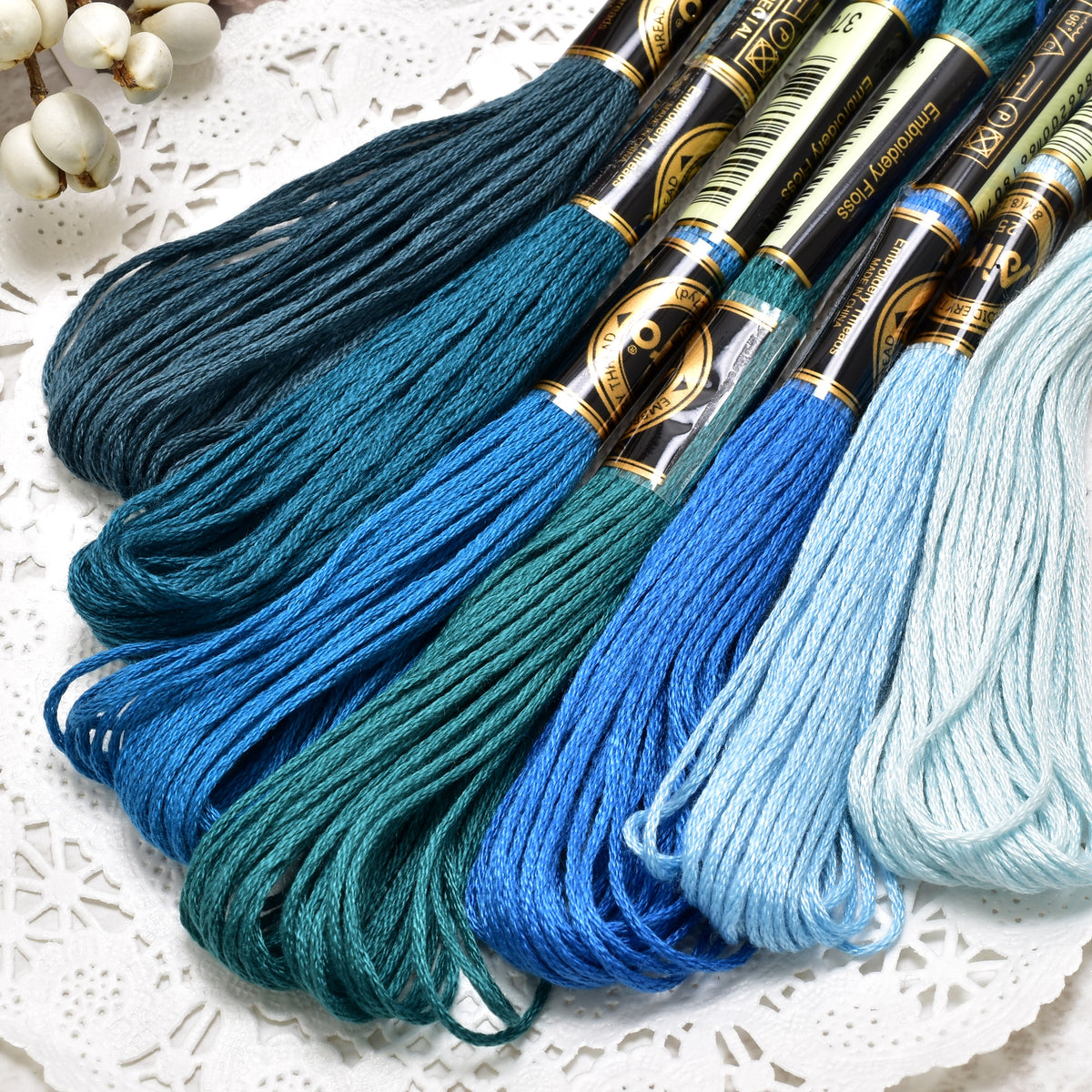 刺繍糸25番6本撚り8mブルー・グリーン系