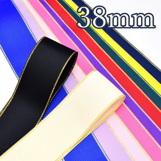 業務用ゴールドライン／シルバーライングログランリボン幅38mm91ｍ/100Yardsロール巻き