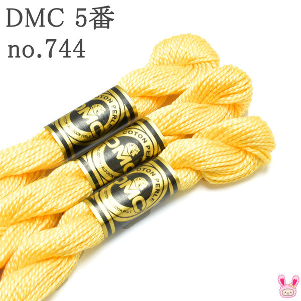 DMC5番刺しゅう糸コットンパール(744)イエロー系「在庫限り」