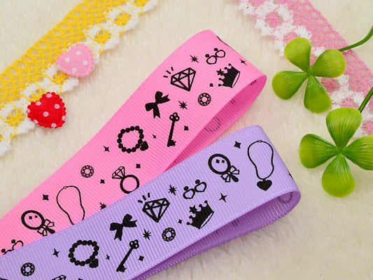 25mmプリントリボンキラキラアクセサリーのリボン2m「在庫限り」