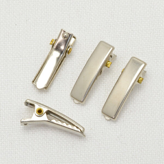 わに口ピン韓国製ヘアクリップスクエアシルバー2cm4個