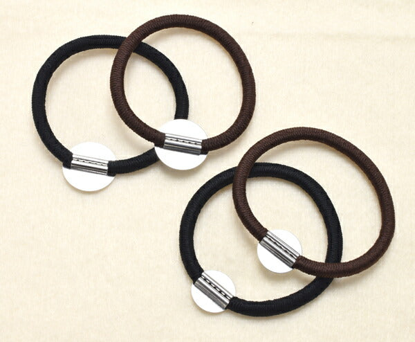 ヘアゴムシルバー金具付きリングゴム平タイプ（台・14mm/18mm）韓国製2個