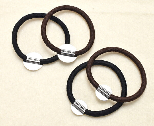 ヘアゴムシルバー金具付きリングゴム平タイプ（台・14mm/18mm）韓国製2個