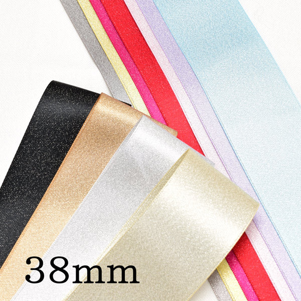 38mmシルバーラメ両面サテンリボン2m