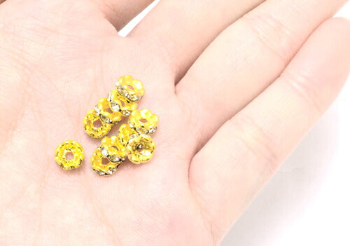 アクセサリーパーツ5mmクリアストーンのロンデルパーツ(小)波型ゴールド10個「在庫限り」