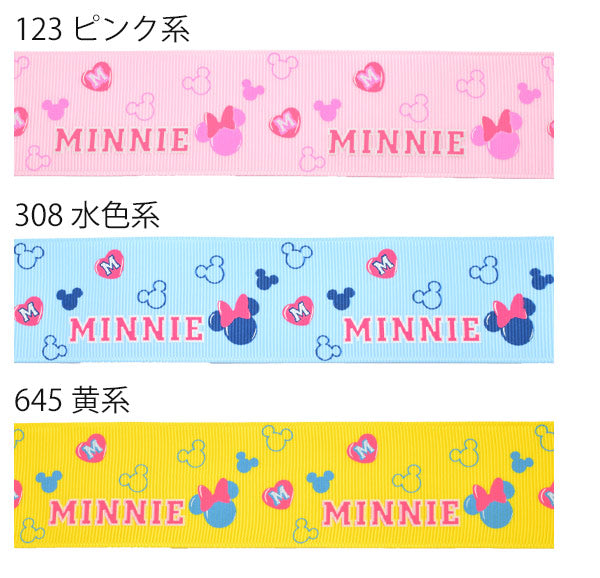 38mmプリントリボンディズニーハートMINNIEのリボン2m「在庫限り」