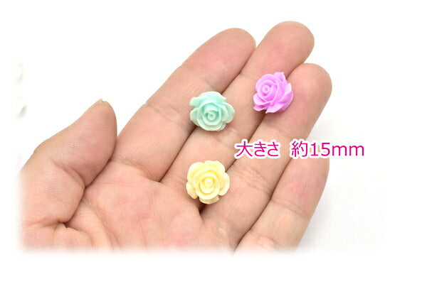 デコパーツパステルカラーの薔薇パーツ4個「在庫限り」