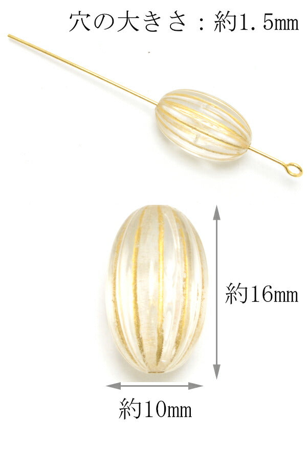 クリアオーバルゴールドストライプビーズ10個入【AHJ】32863190054Pickup「在庫限り」